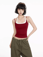 Faux Layered Halter Tank Top - COPPING THREADS - CT Select