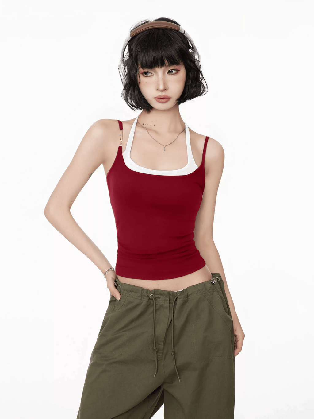 Faux Layered Halter Tank Top - COPPING THREADS - CT Select