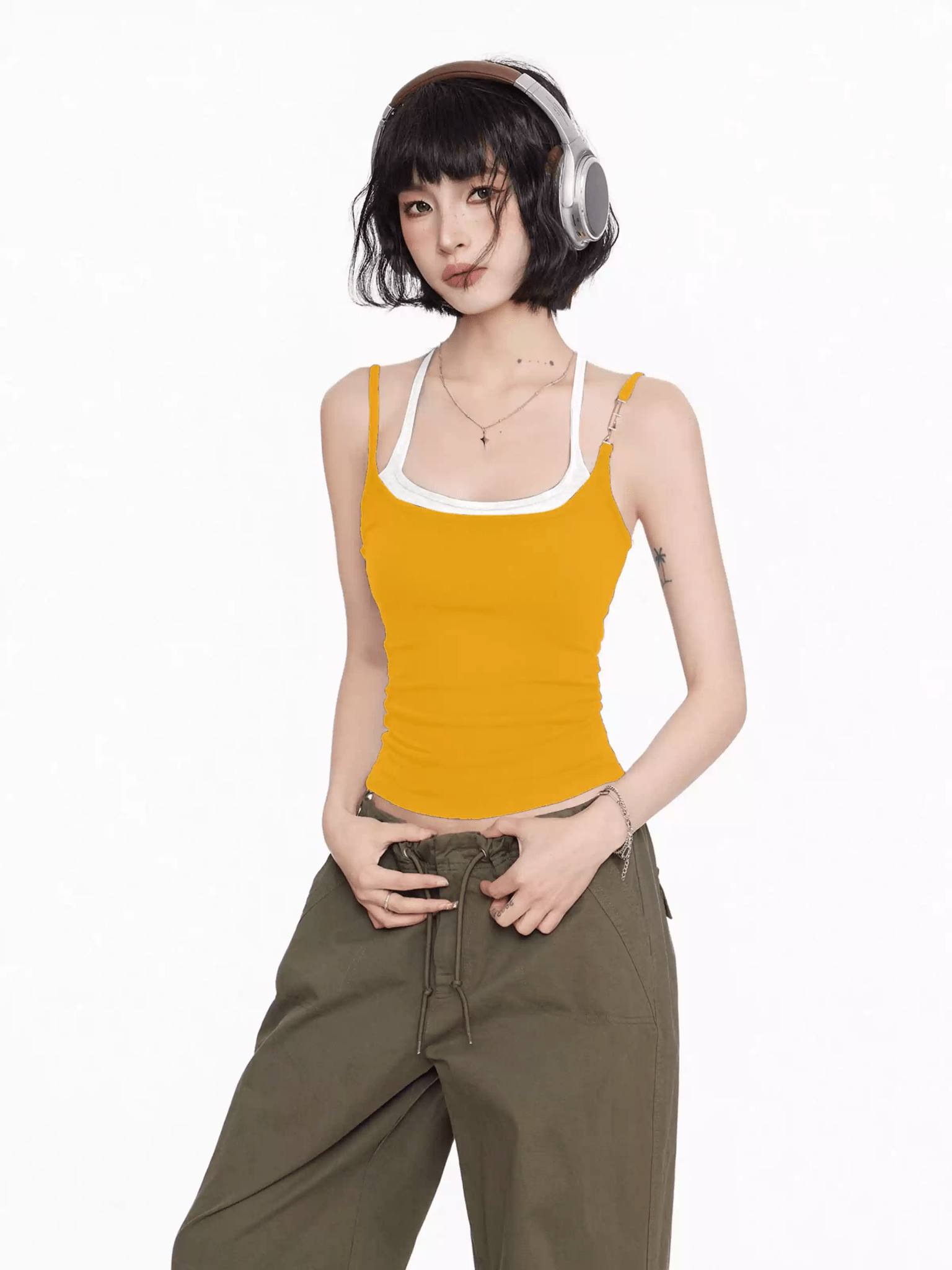 Faux Layered Halter Tank Top - COPPING THREADS - CT Select