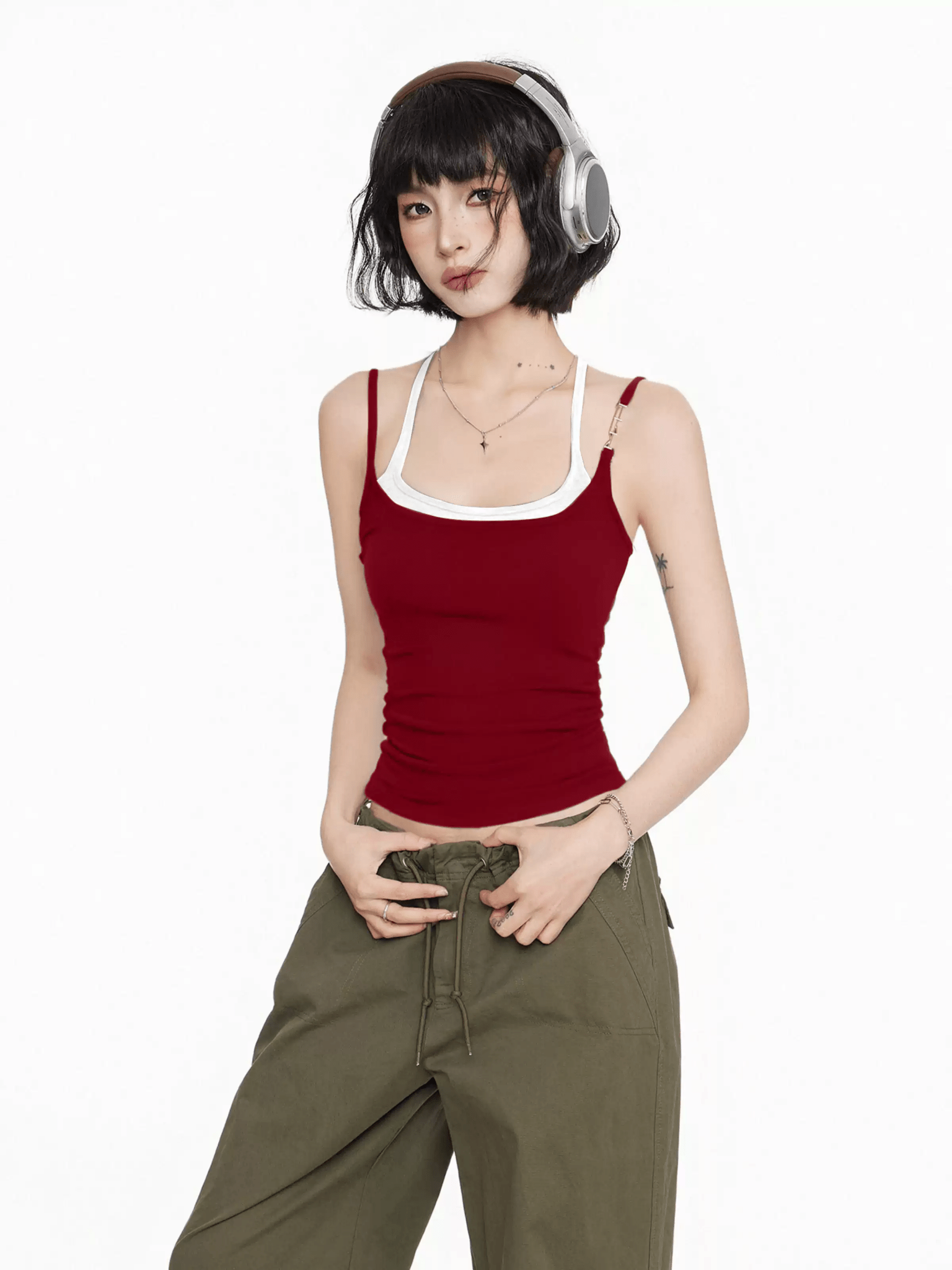 Faux Layered Halter Tank Top - COPPING THREADS - CT Select