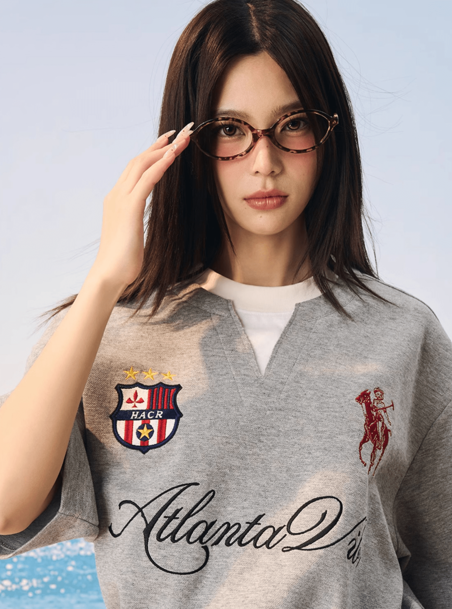 Faux Layered Jersey - Inspired Embroidered V - Neck Tee - COPPING THREADS - Harsh and Cruel