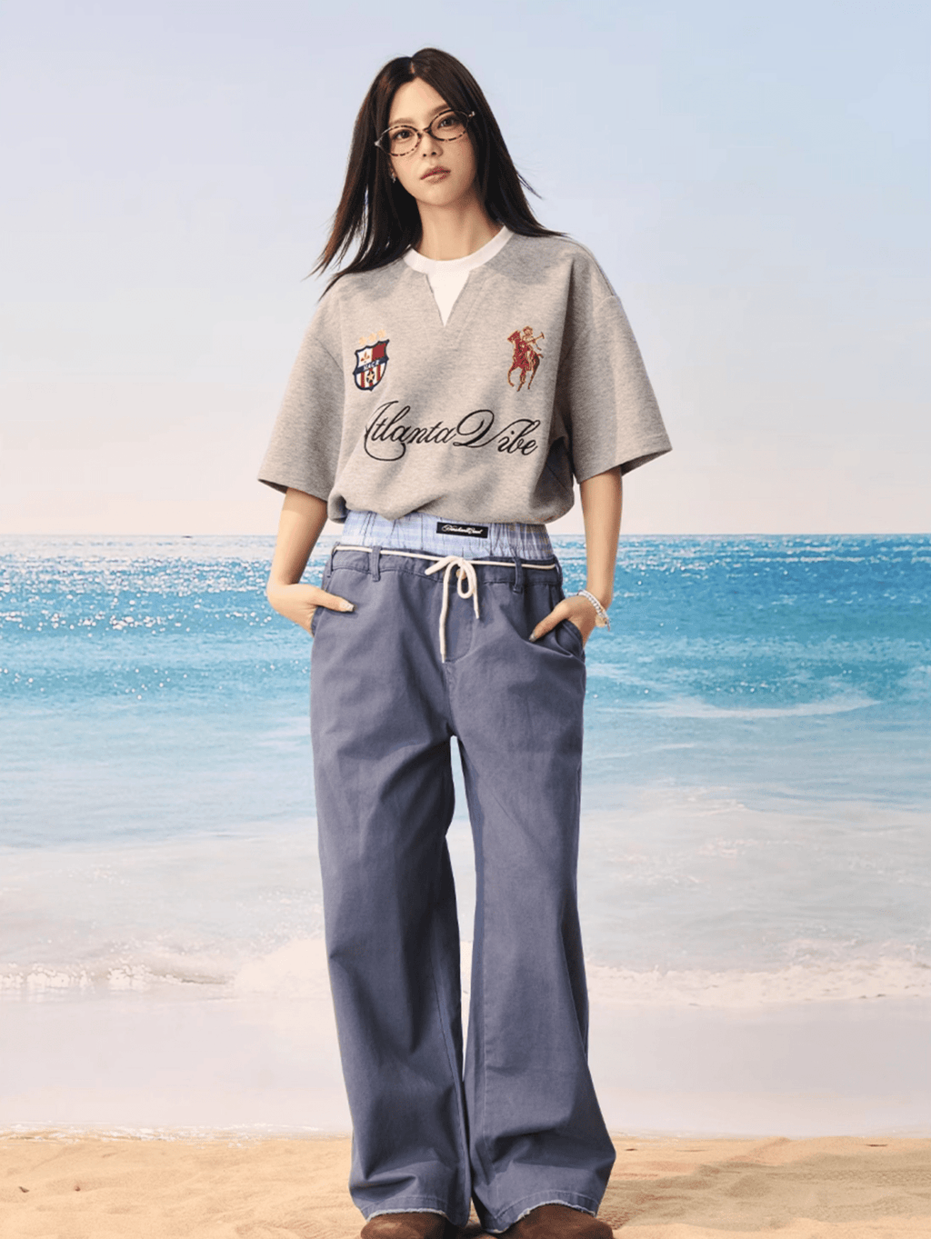 Faux Layered Jersey - Inspired Embroidered V - Neck Tee - COPPING THREADS - Harsh and Cruel