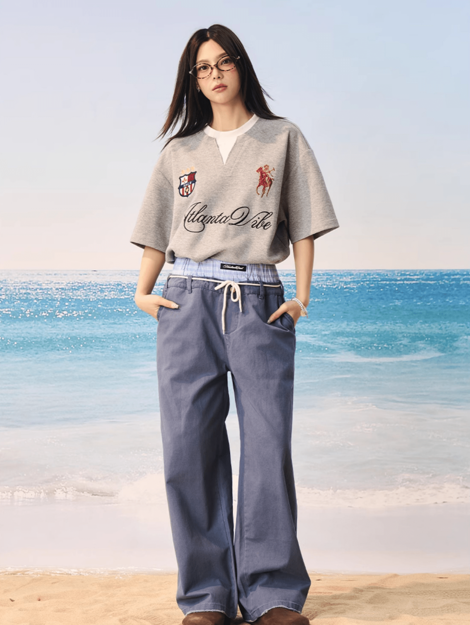 Faux Layered Jersey - Inspired Embroidered V - Neck Tee - COPPING THREADS - Harsh and Cruel