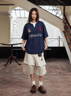 Faux Layered Jersey - Inspired Embroidered V - Neck Tee - COPPING THREADS - Harsh and Cruel