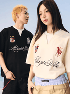 Faux Layered Jersey - Inspired Embroidered V - Neck Tee - COPPING THREADS - Harsh and Cruel