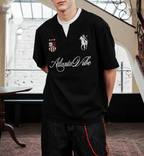 Faux Layered Jersey - Inspired Embroidered V - Neck Tee - COPPING THREADS - Harsh and Cruel