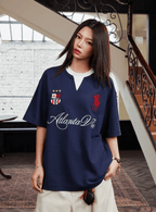 Faux Layered Jersey - Inspired Embroidered V - Neck Tee - COPPING THREADS - Harsh and Cruel