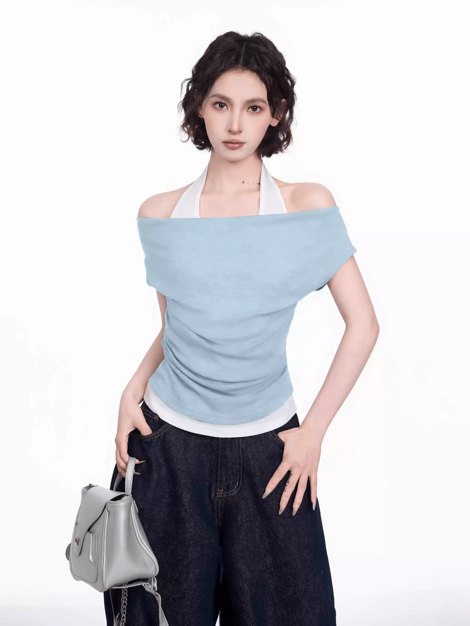 Faux Layered Off - Shoulder Halter Tee - COPPING THREADS - CT Select