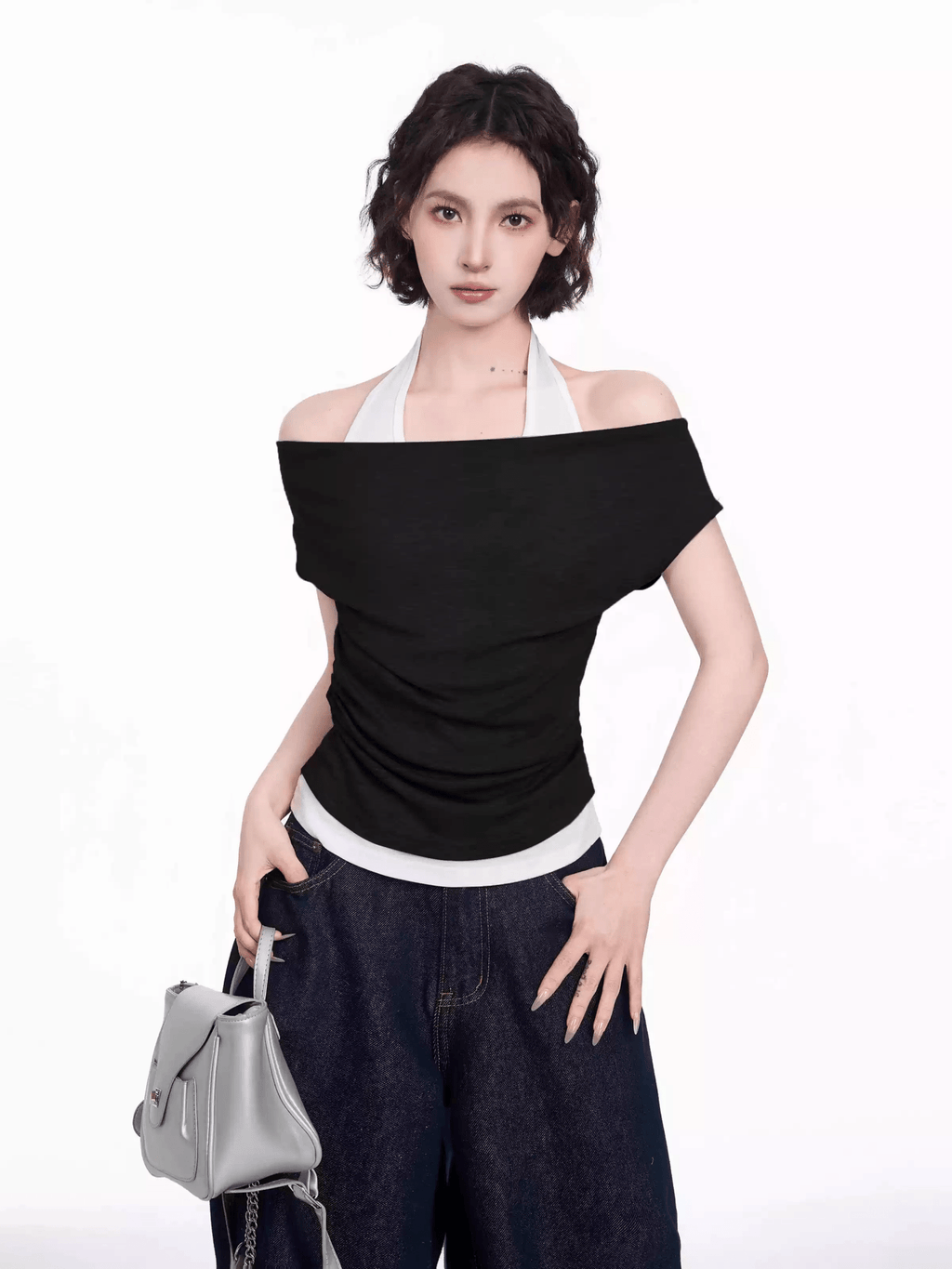 Faux Layered Off - Shoulder Halter Tee - COPPING THREADS - CT Select