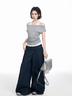 Faux Layered Off - Shoulder Halter Tee - COPPING THREADS - CT Select