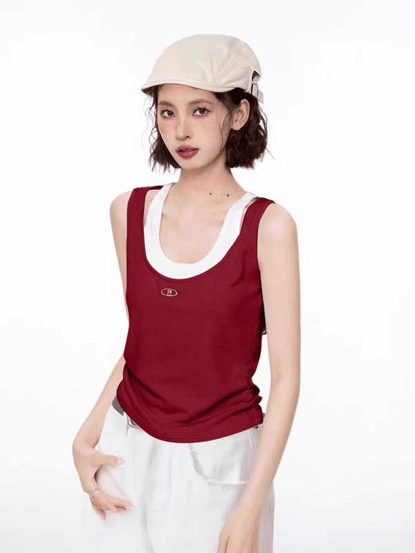 Faux Layered Racerback Tank Top - COPPING THREADS - CT Select