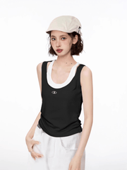 Faux Layered Racerback Tank Top - COPPING THREADS - CT Select