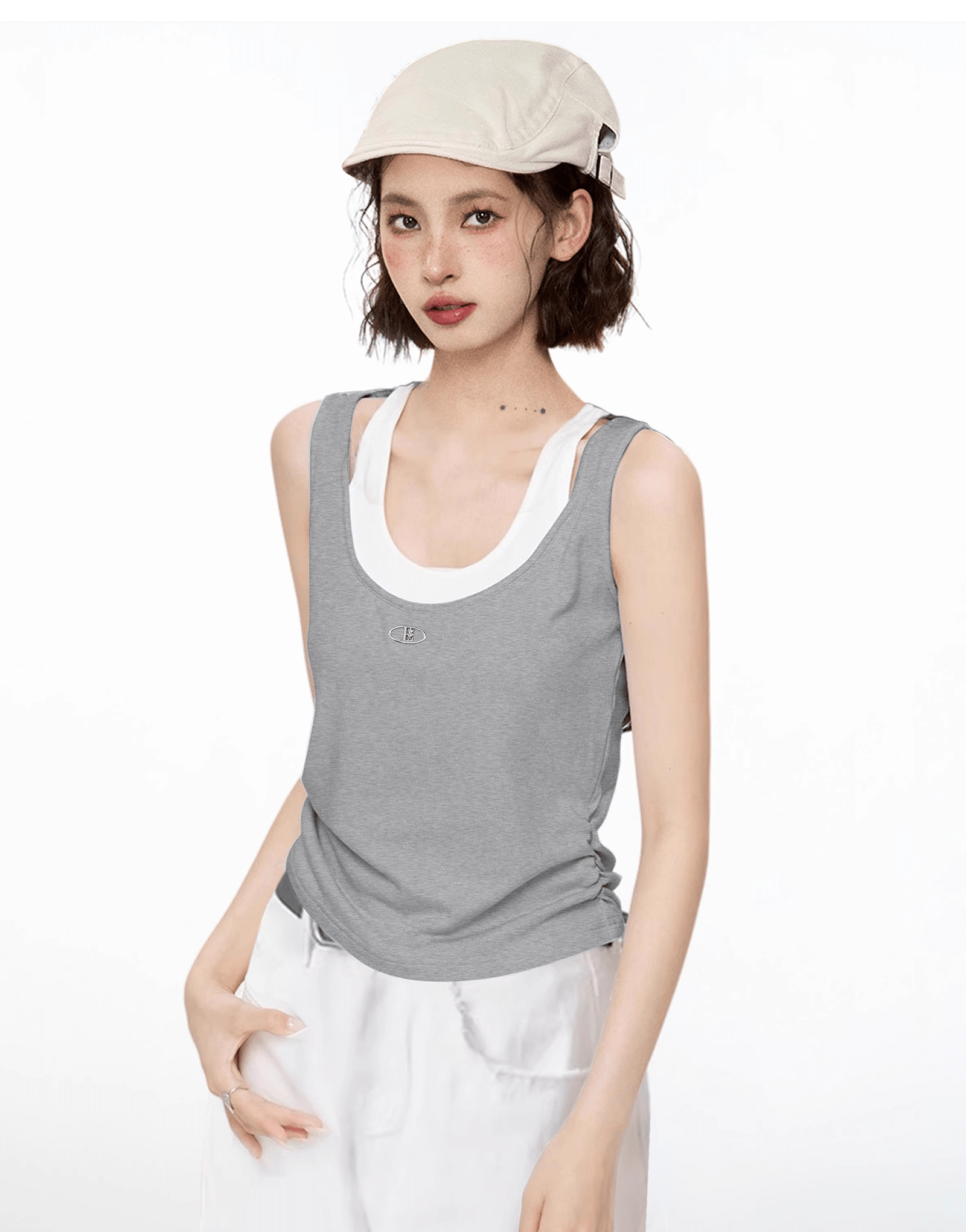 Faux Layered Racerback Tank Top - COPPING THREADS - CT Select