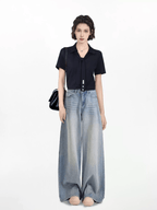 Faux Layered Scarf Polo Collar Shirts - COPPING THREADS - CT Select