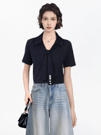 Faux Layered Scarf Polo Collar Shirts - COPPING THREADS - CT Select