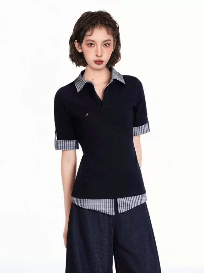 Faux Layered Slim Fit Polo Shirt Main Image