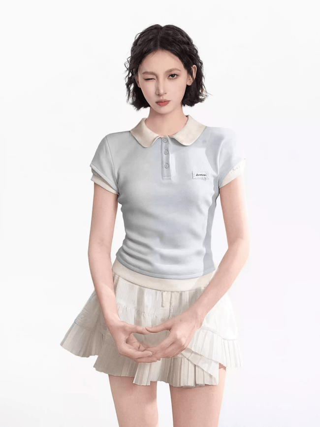 Faux Layered Slim Fit Polo Tee Main Image