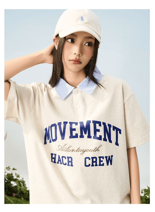 Faux Layered Striped Collar Polo Tee - COPPING THREADS - Harsh and Cruel