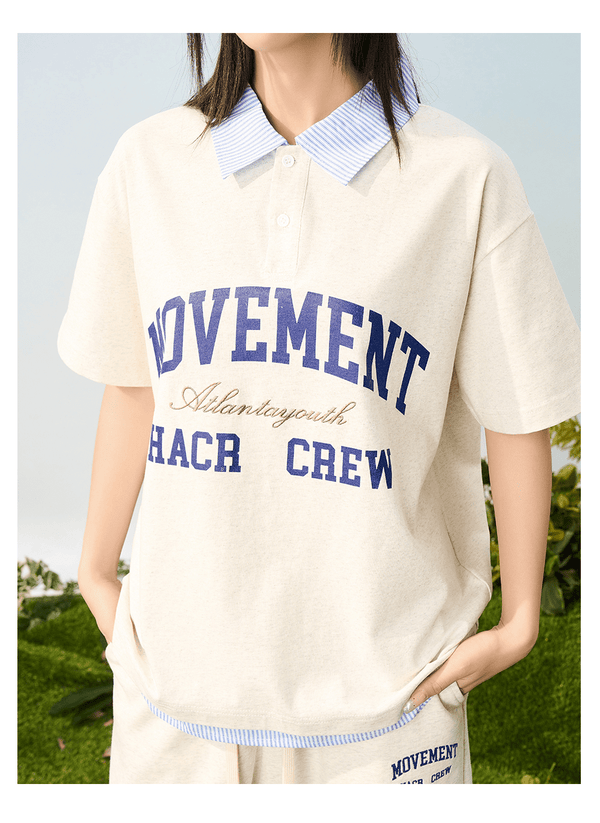 Faux Layered Striped Collar Polo Tee - COPPING THREADS - Harsh and Cruel