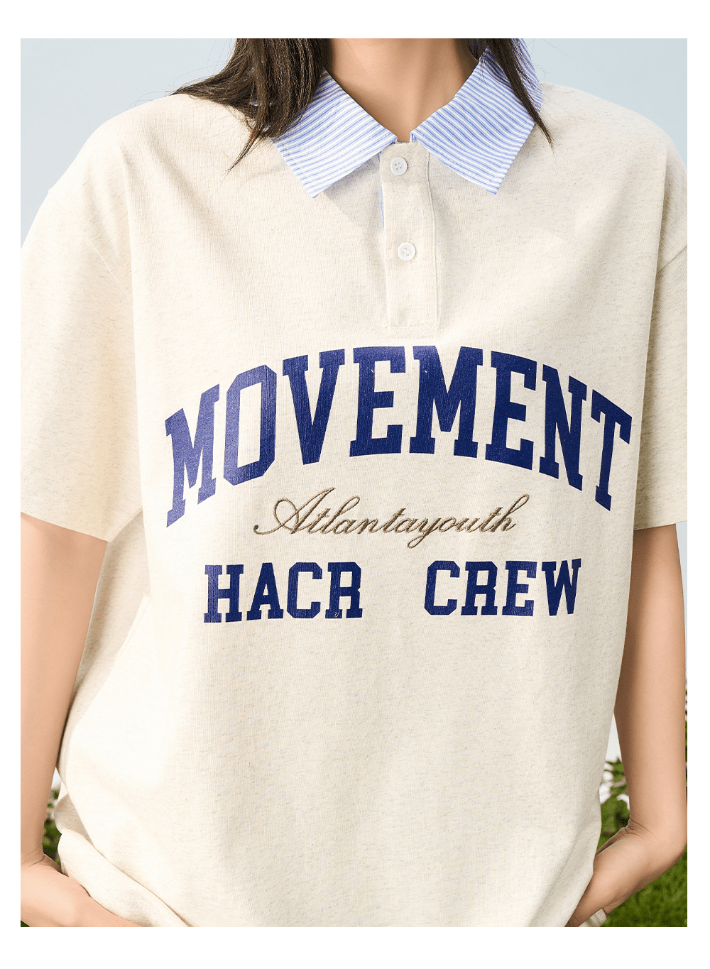 Faux Layered Striped Collar Polo Tee - COPPING THREADS - Harsh and Cruel