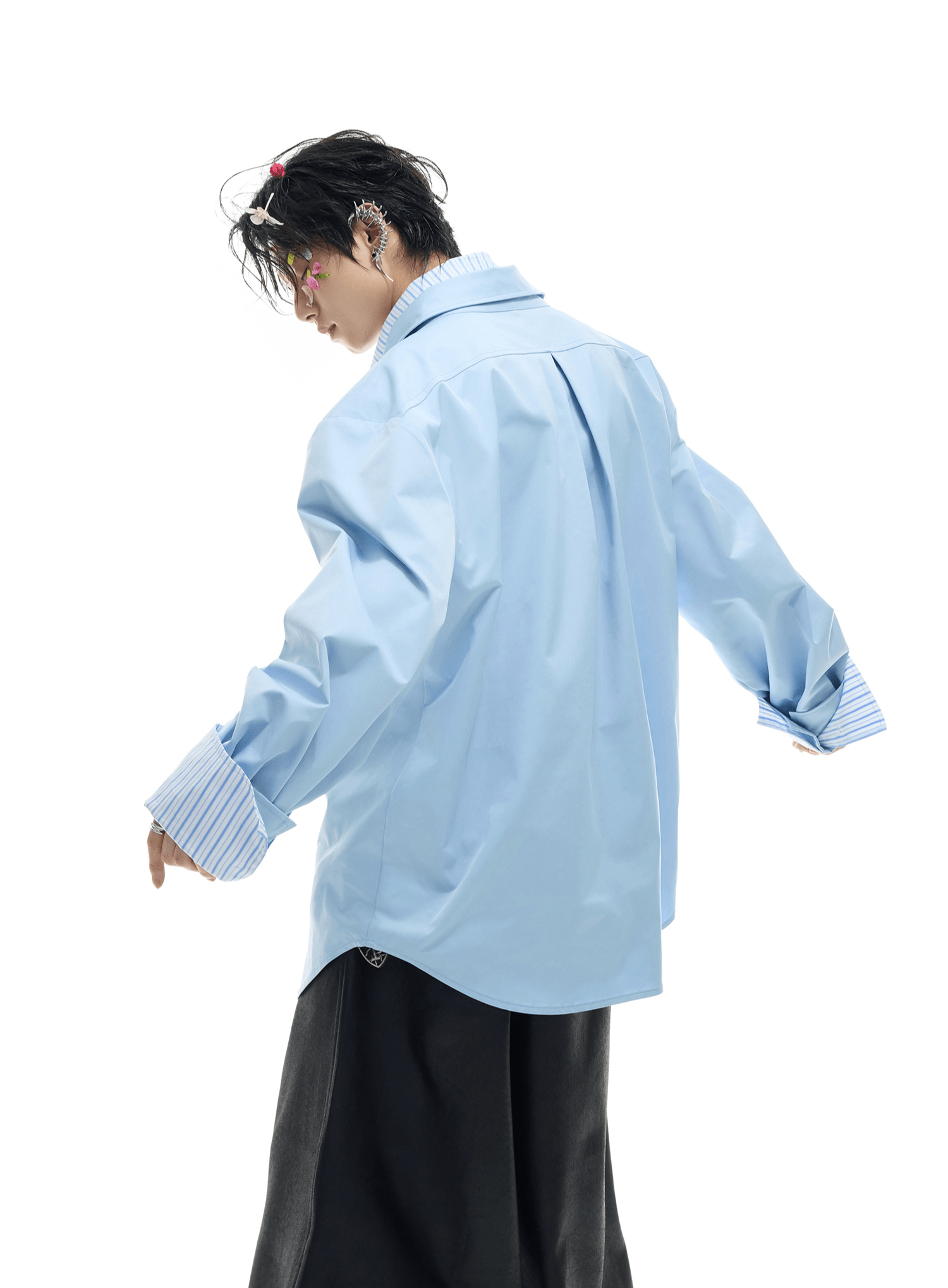 Faux Layered Striped Contrast Panel Shirt - COPPING THREADS - ArguE CulturE