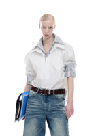 Faux Layered Striped Contrast Panel Shirt - COPPING THREADS - ArguE CulturE