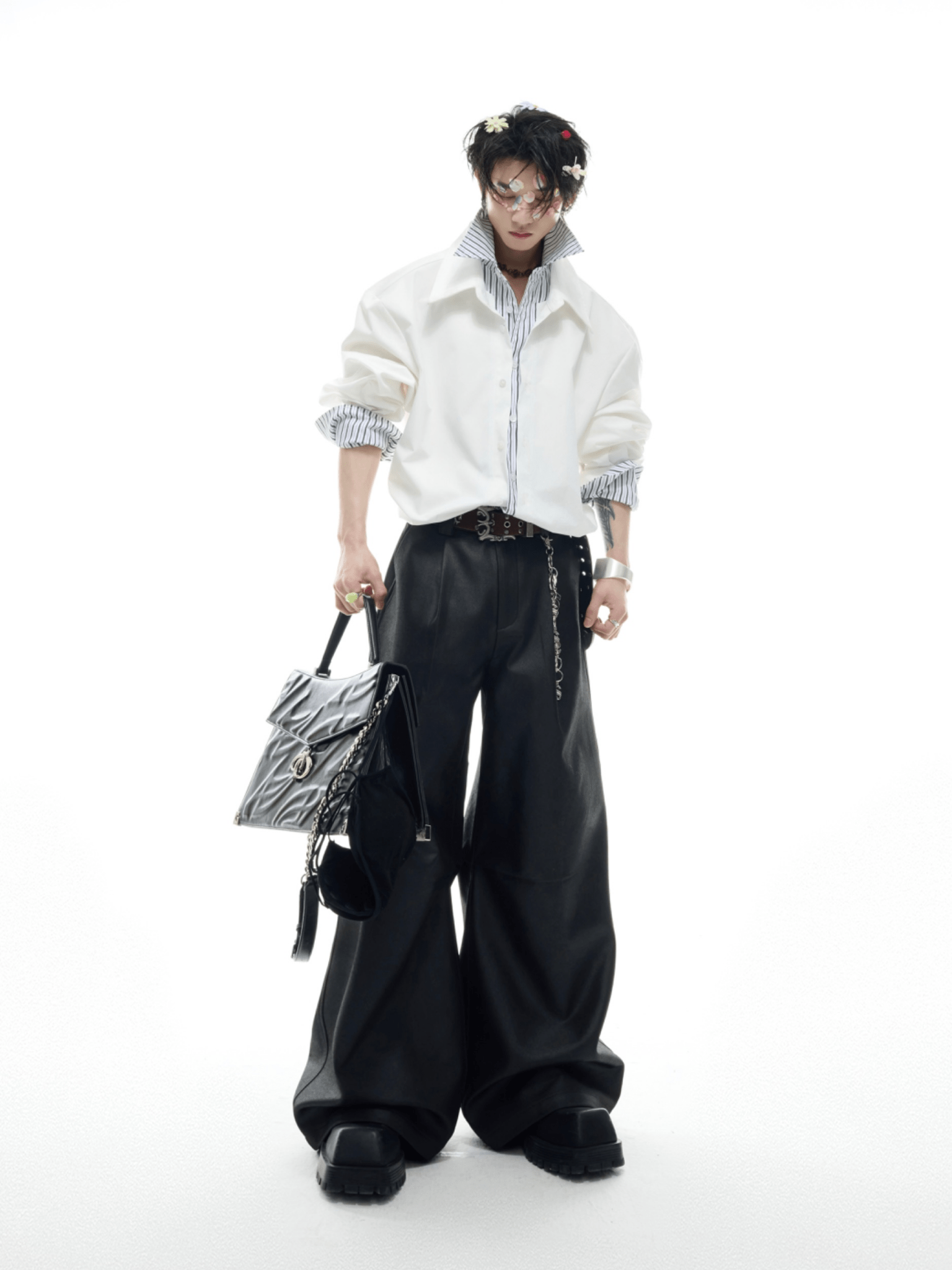 Faux Layered Striped Contrast Panel Shirt - COPPING THREADS - ArguE CulturE