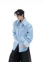 Faux Layered Striped Contrast Panel Shirt - COPPING THREADS - ArguE CulturE