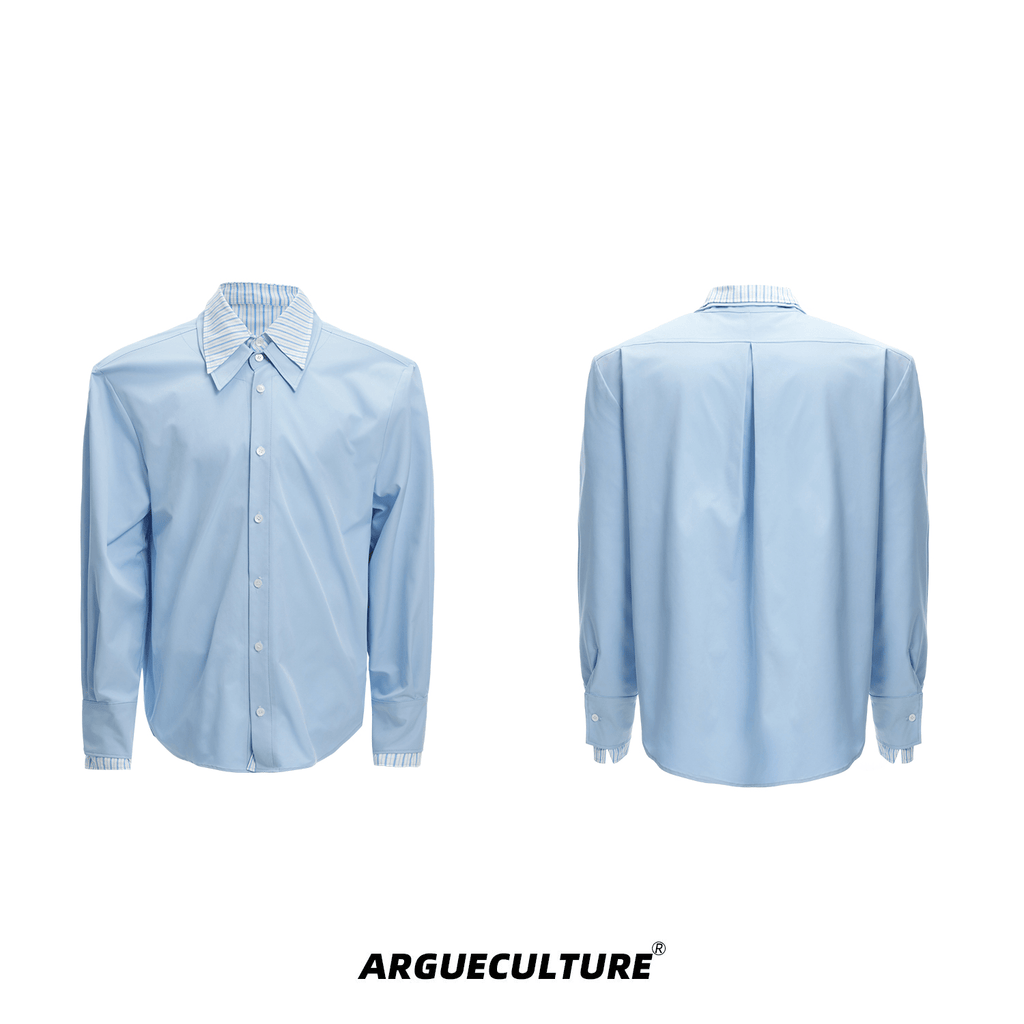Faux Layered Striped Contrast Panel Shirt - COPPING THREADS - ArguE CulturE