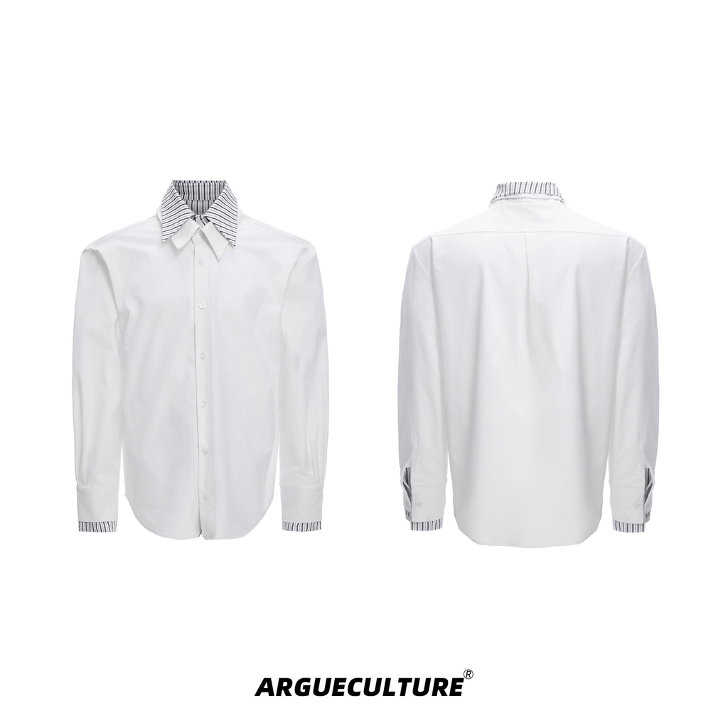 Faux Layered Striped Contrast Panel Shirt - COPPING THREADS - ArguE CulturE