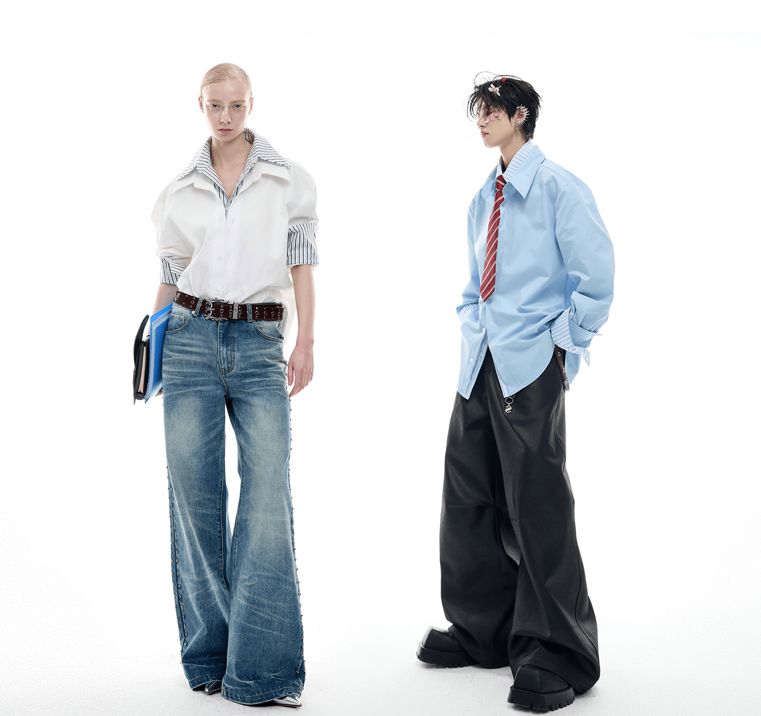 Faux Layered Striped Contrast Panel Shirt - COPPING THREADS - ArguE CulturE