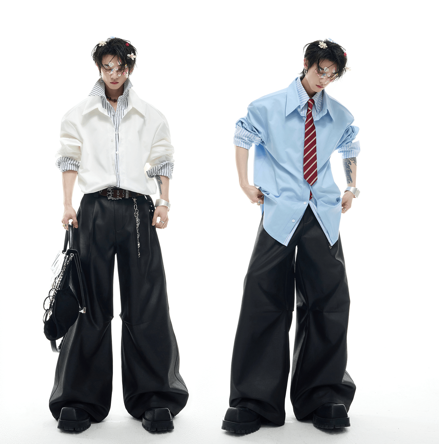 Faux Layered Striped Contrast Panel Shirt - COPPING THREADS - ArguE CulturE