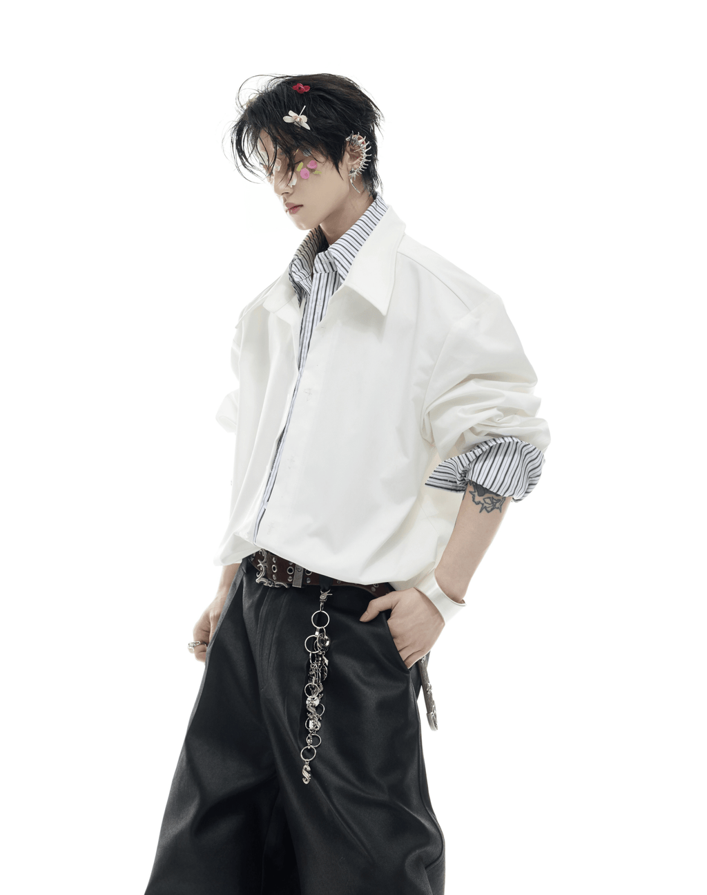 Faux Layered Striped Contrast Panel Shirt - COPPING THREADS - ArguE CulturE