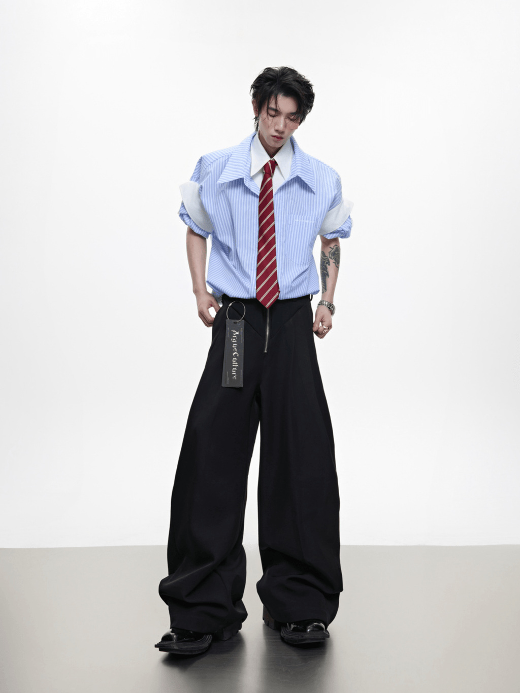 Faux - Layered Striped Oversized Shirt - COPPING THREADS - ArguE CulturE