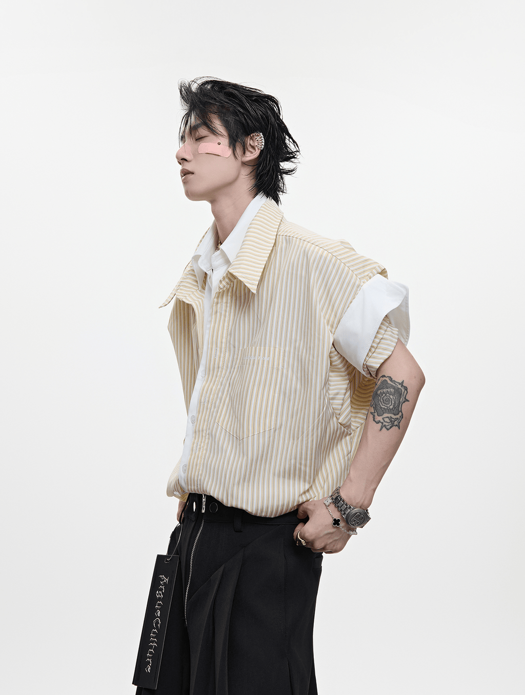 Faux - Layered Striped Oversized Shirt - COPPING THREADS - ArguE CulturE