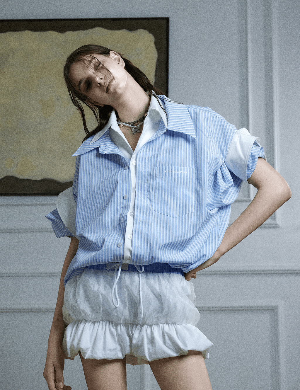 Faux - Layered Striped Oversized Shirt - COPPING THREADS - ArguE CulturE