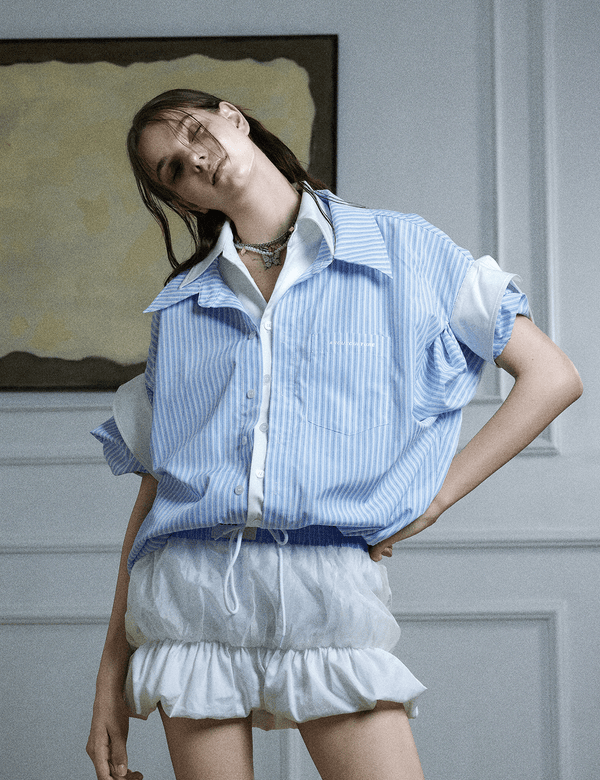 Faux - Layered Striped Oversized Shirt - COPPING THREADS - ArguE CulturE