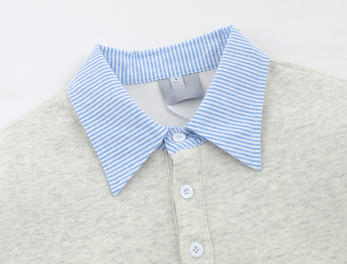 Faux Layered Teddy Patchwork Polo Sweatshirt - COPPING THREADS - CT Select