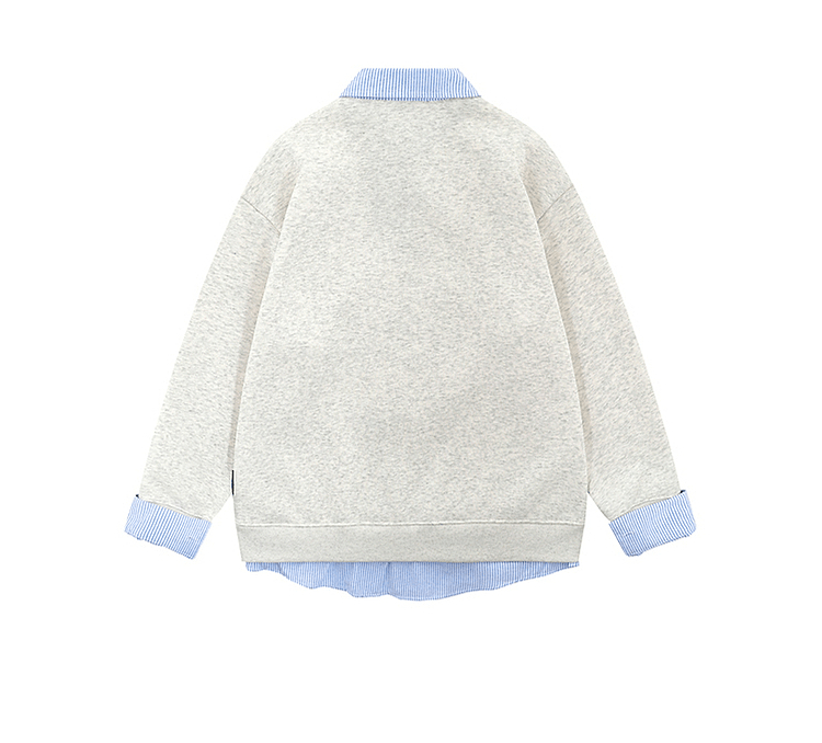 Faux Layered Teddy Patchwork Polo Sweatshirt - COPPING THREADS - CT Select