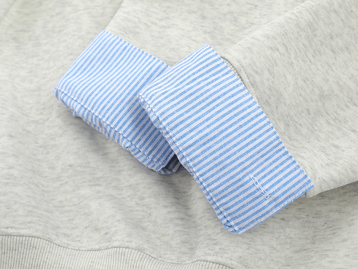 Faux Layered Teddy Patchwork Polo Sweatshirt - COPPING THREADS - CT Select