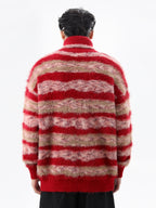 Faux Mink Loose Fit Striped Turtleneck Sweater - COPPING THREADS - CT Select