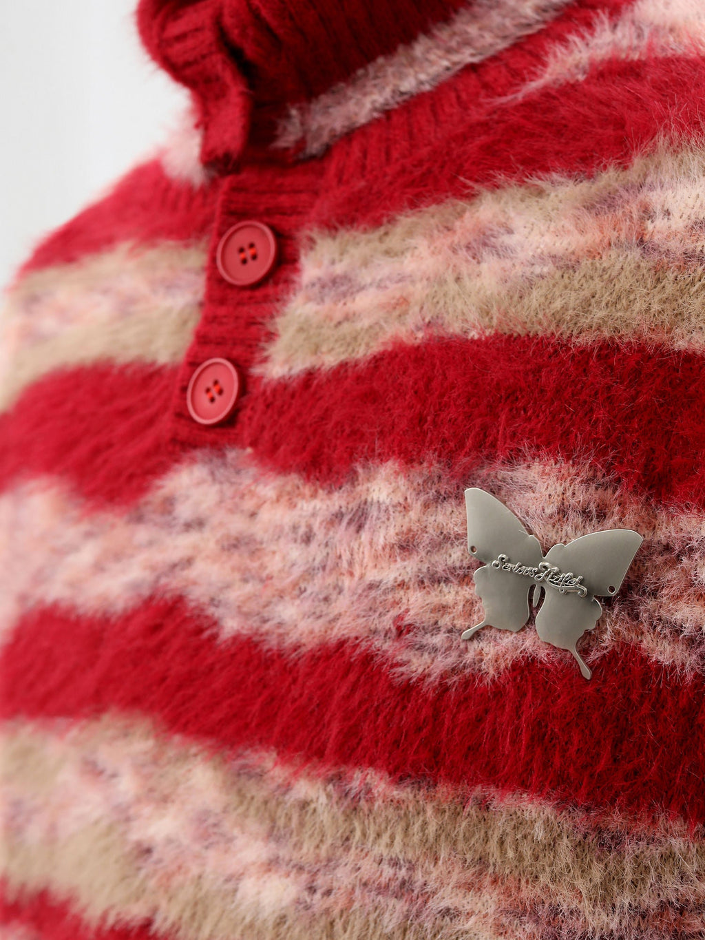 Faux Mink Loose Fit Striped Turtleneck Sweater - COPPING THREADS - CT Select