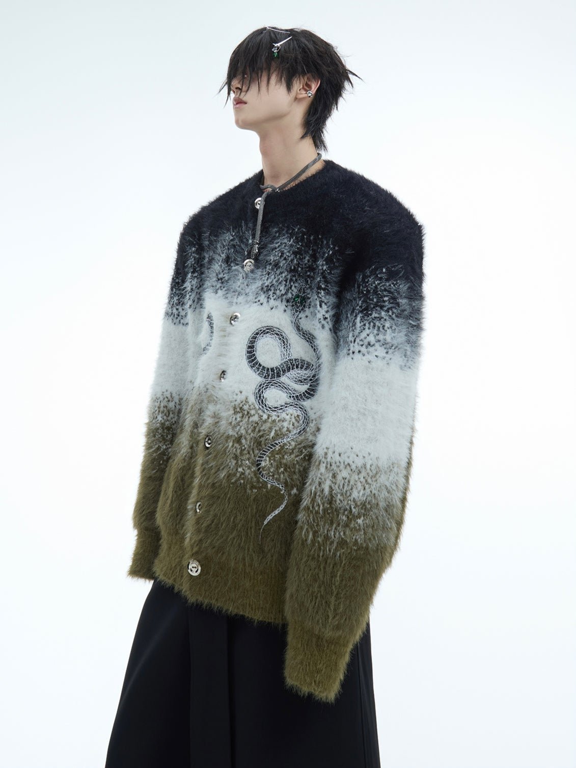 Faux Mink Snake Print Gradient Sweater - COPPING THREADS - ArguE CulturE
