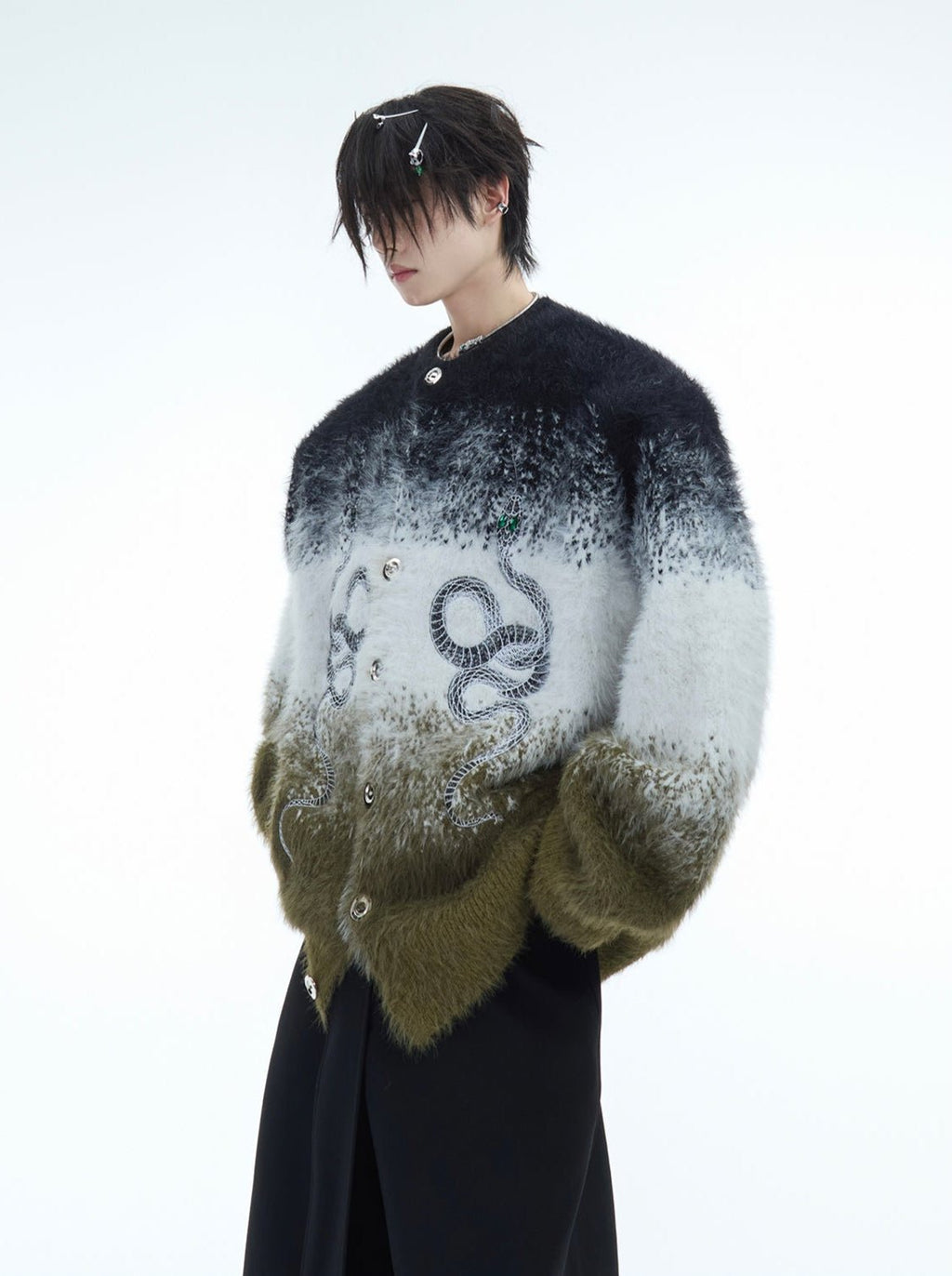 Faux Mink Snake Print Gradient Sweater - COPPING THREADS - ArguE CulturE
