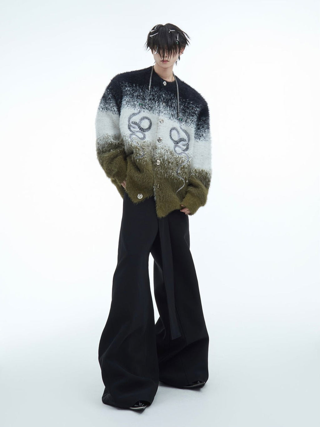 Faux Mink Snake Print Gradient Sweater - COPPING THREADS - ArguE CulturE