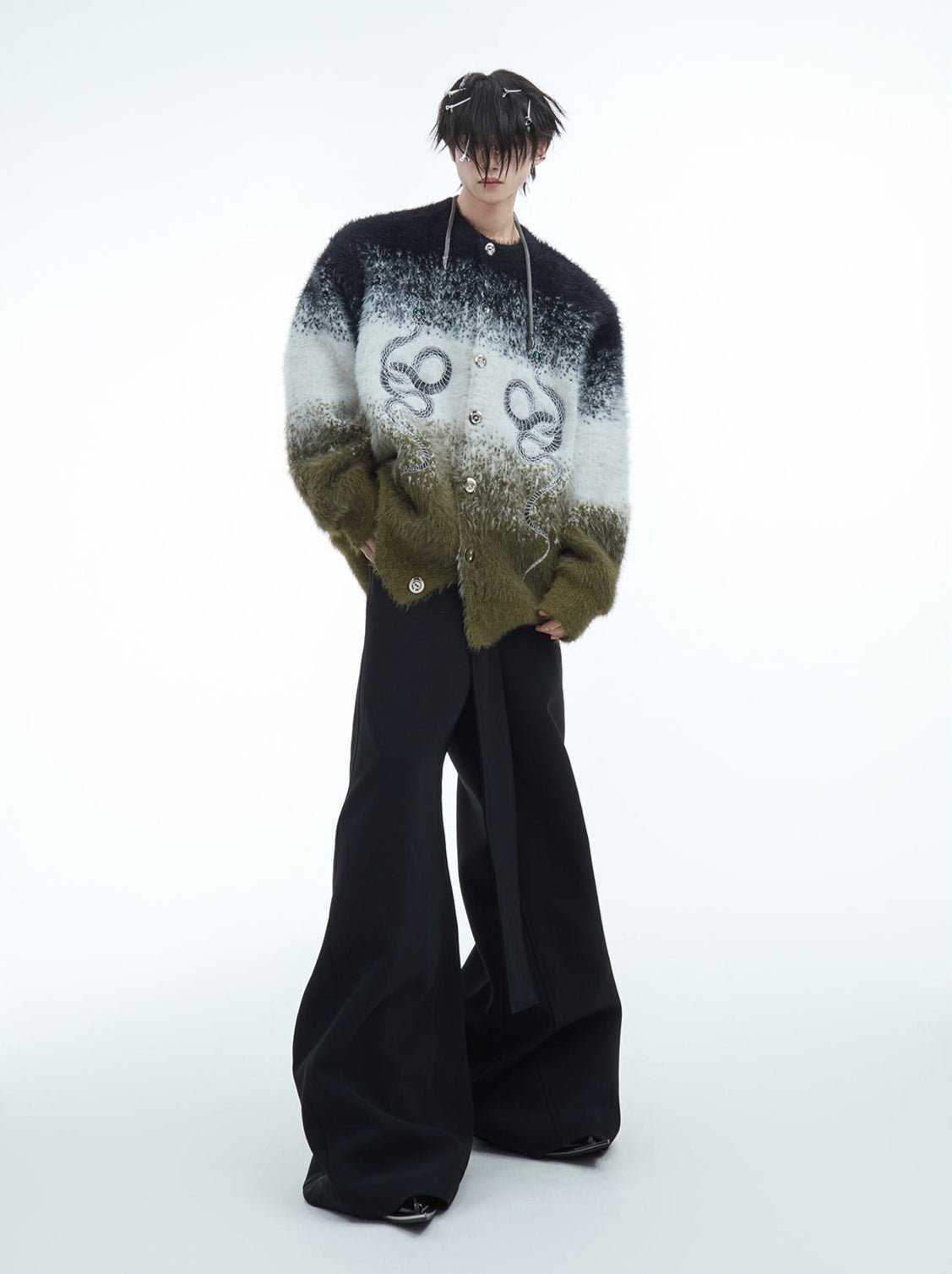 Faux Mink Snake Print Gradient Sweater - COPPING THREADS - ArguE CulturE