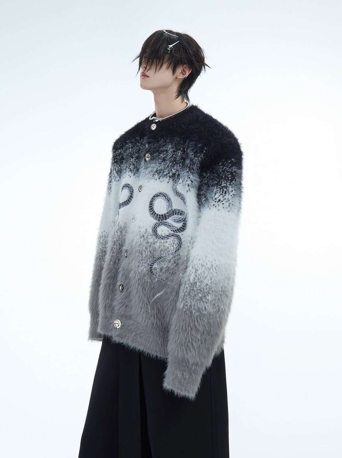 Faux Mink Snake Print Gradient Sweater - COPPING THREADS - ArguE CulturE