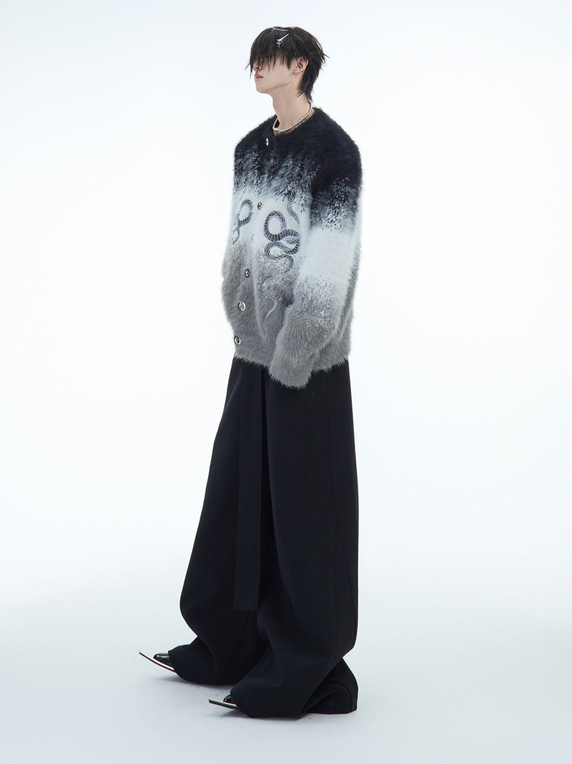 Faux Mink Snake Print Gradient Sweater - COPPING THREADS - ArguE CulturE