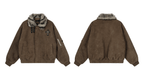 Faux Suede Sherpa Collar Cross Patch Puffer Jacket - COPPING THREADS - 0123Start