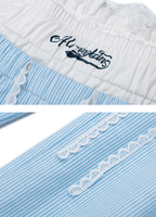 Faux Two - Piece Lace Waist Striped Pants - COPPING THREADS - CT Select